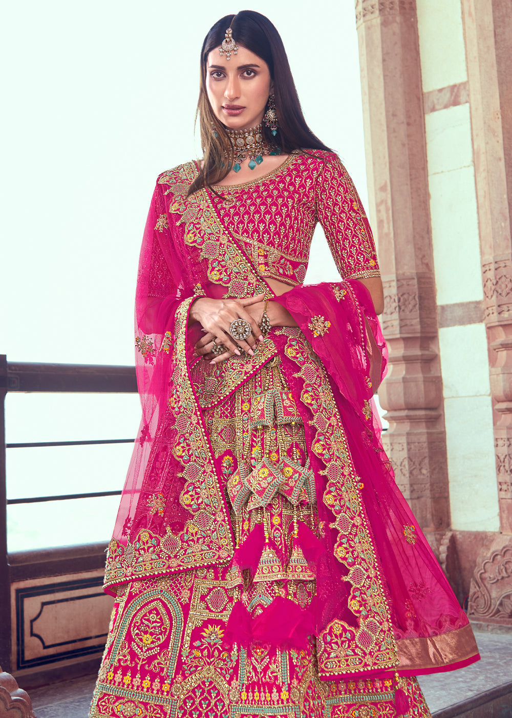Buy MySilkLove Blush Pink Heavy Embroidered Designer Lehenga Online