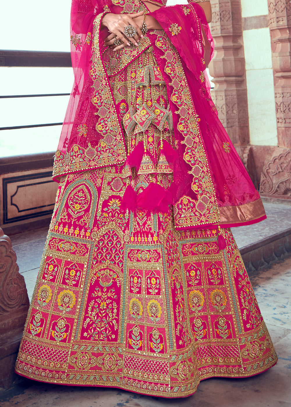 Buy MySilkLove Blush Pink Heavy Embroidered Designer Lehenga Online