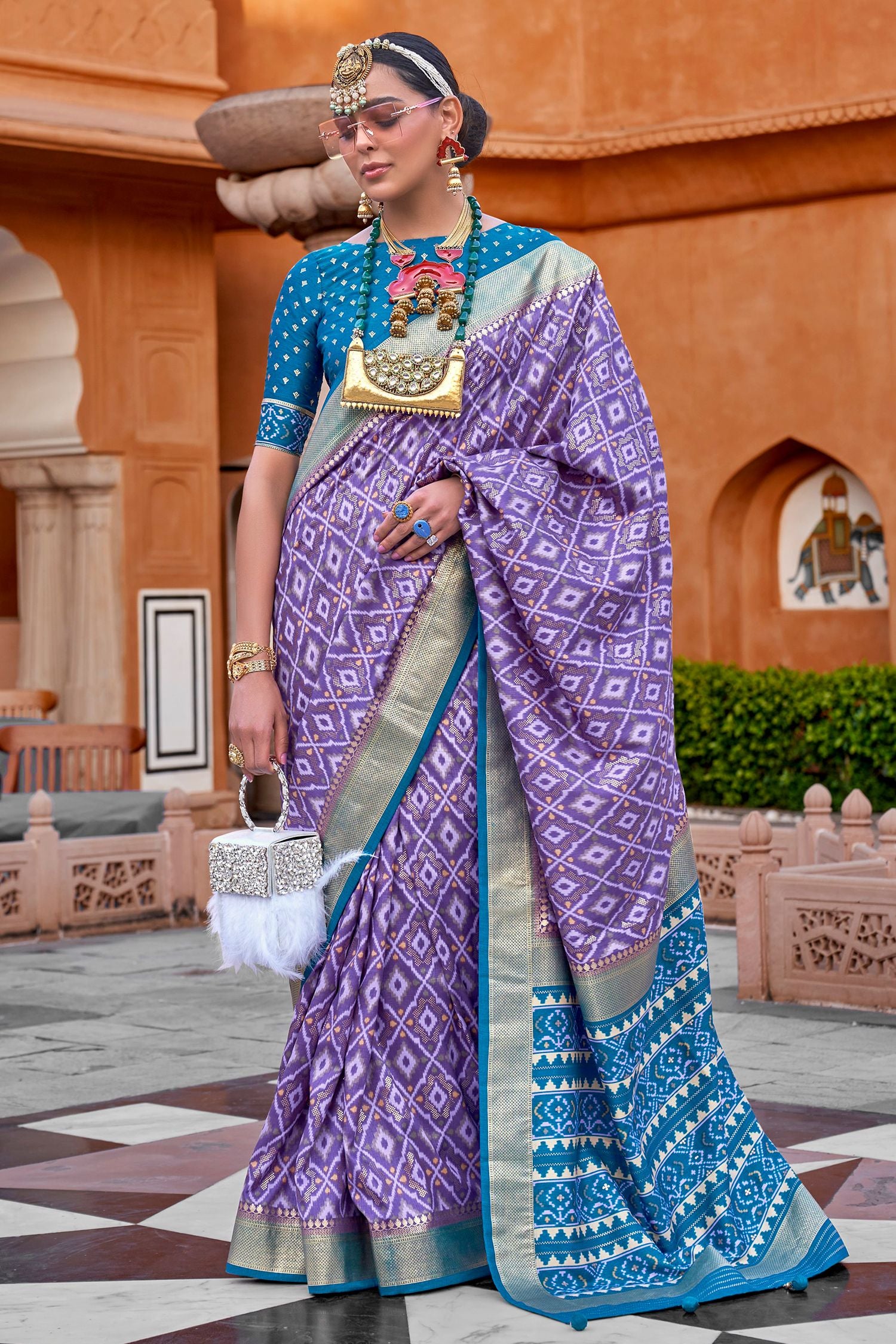 Purple on sale Wedding Wear Patola Saree With Blouse -Indian Patola Saree-Party Wear Saree