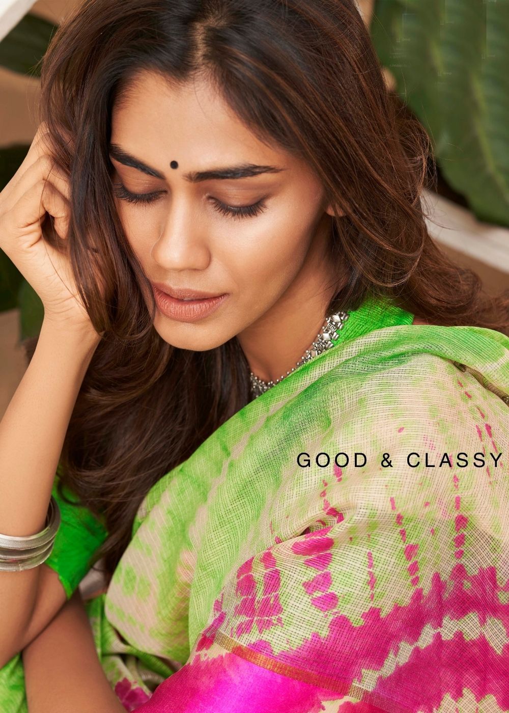 Buy MySilkLove Vida Loca Green and Orange Cotton Saree with Lehriya Print Online