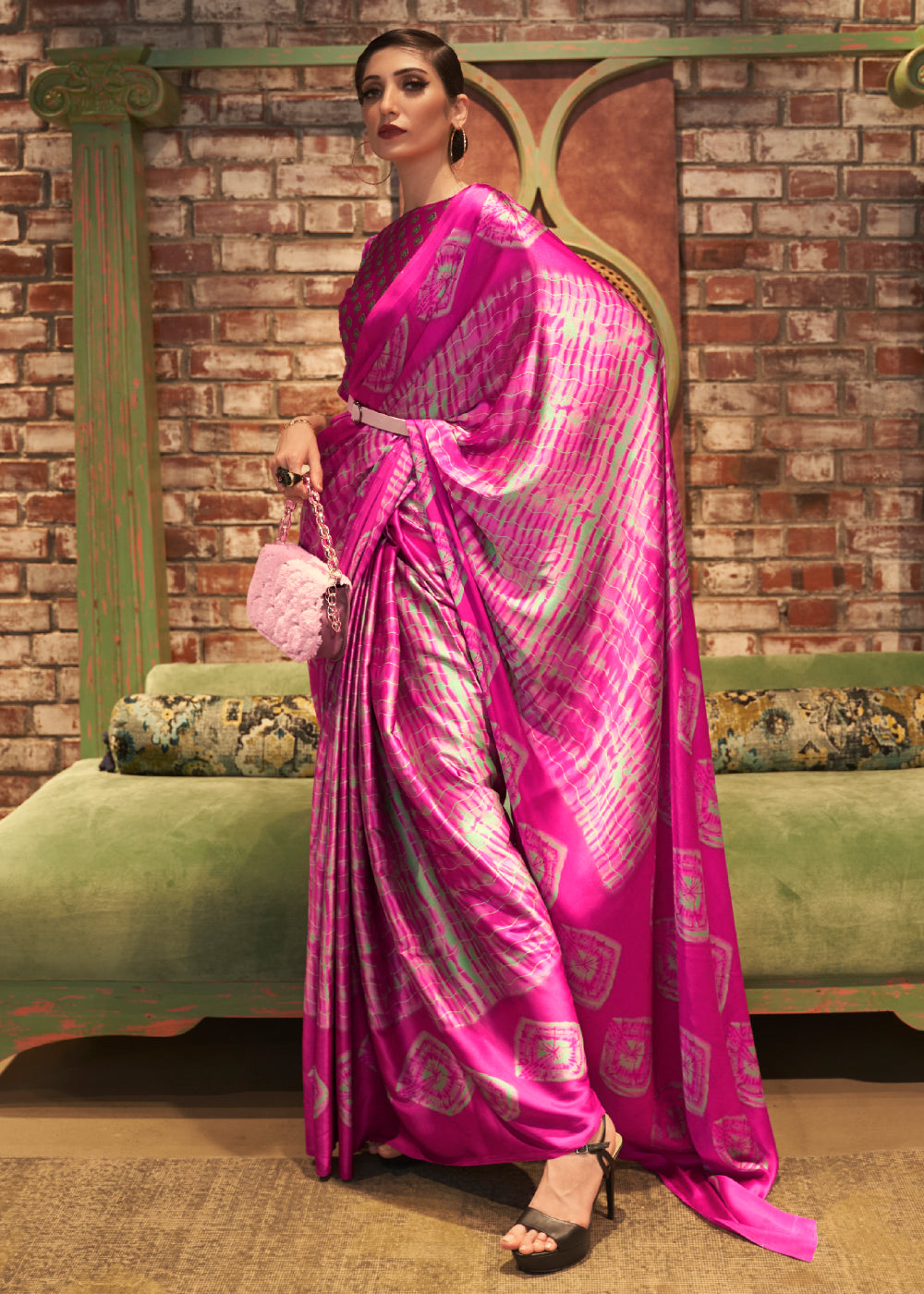 Buy MySilkLove Blush Pink Printed Satin Silk Saree Online