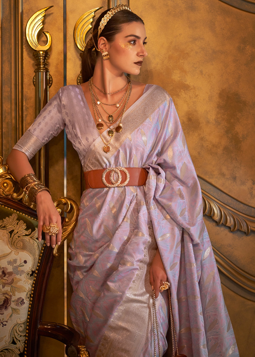 Buy MySilkLove Maverick Lavender Banarasi Satin Silk Saree Online