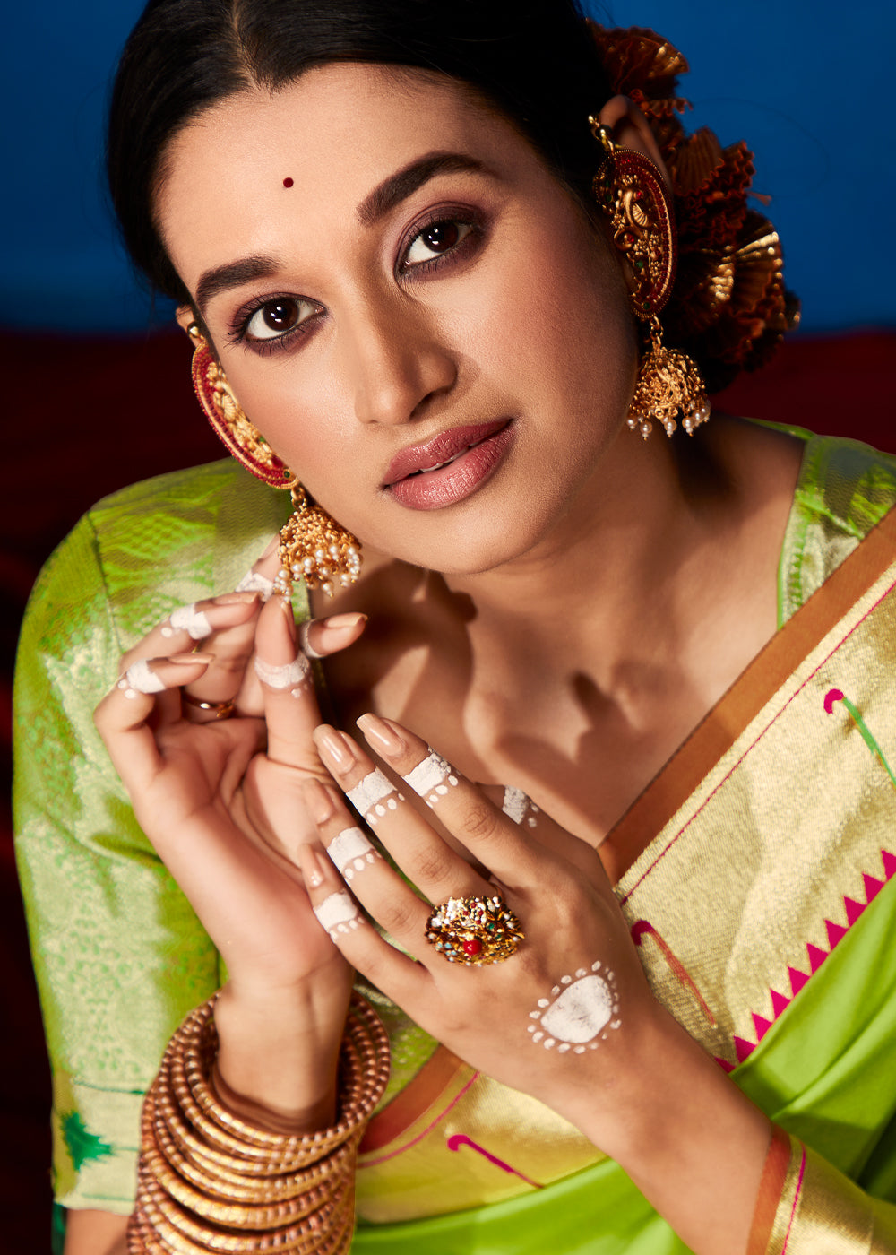 Buy MySilkLove parrot Green Woven Paithani Silk Saree Online