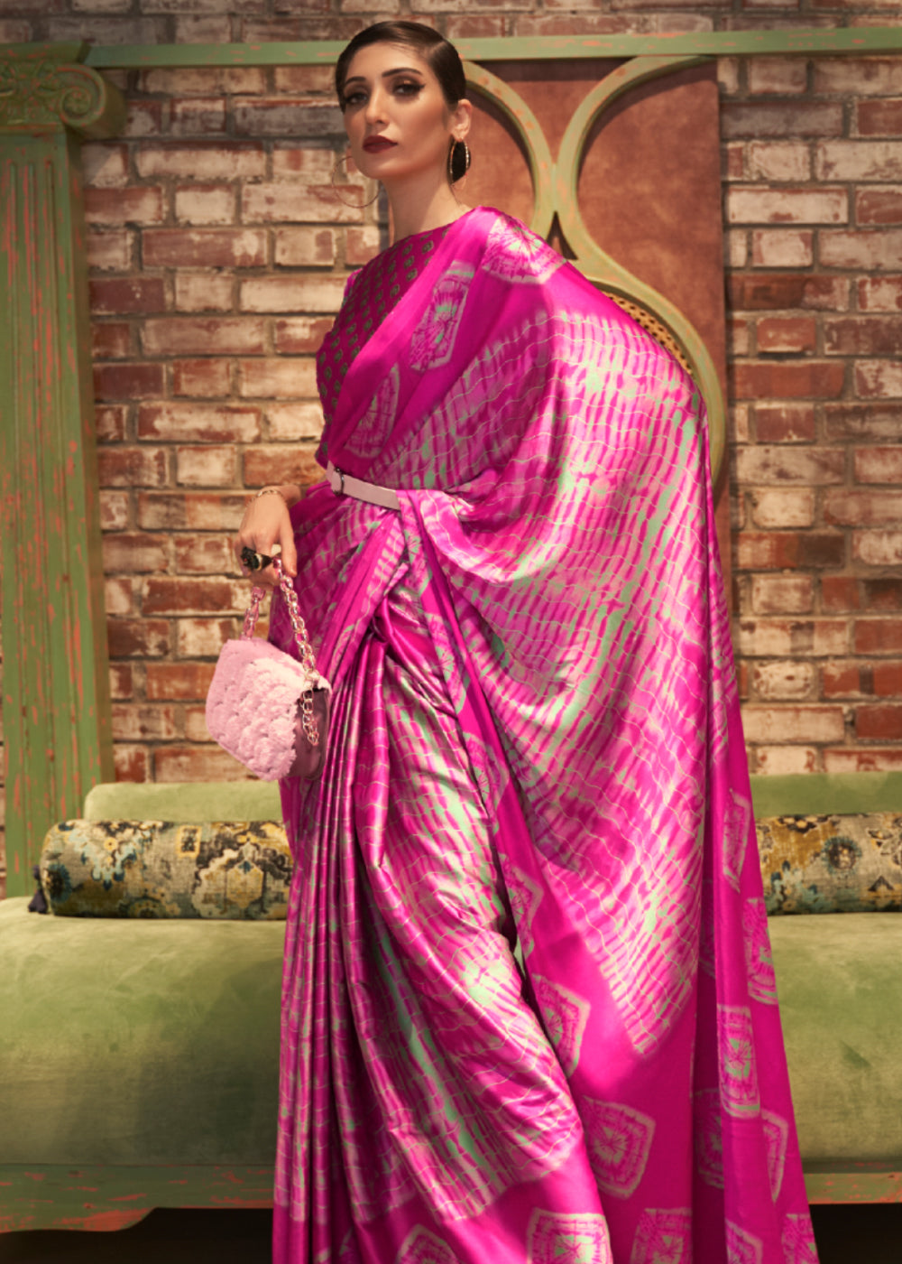 Buy MySilkLove Blush Pink Printed Satin Silk Saree Online