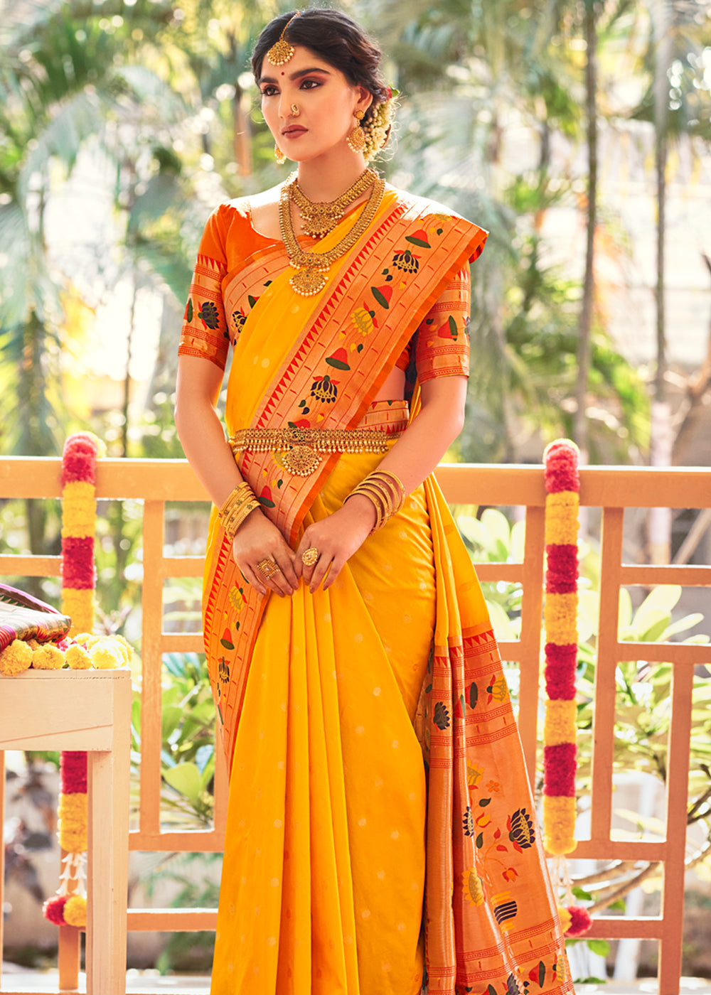 Buy MySilkLove Candlelight Yellow Woven Paithani Silk Saree Online