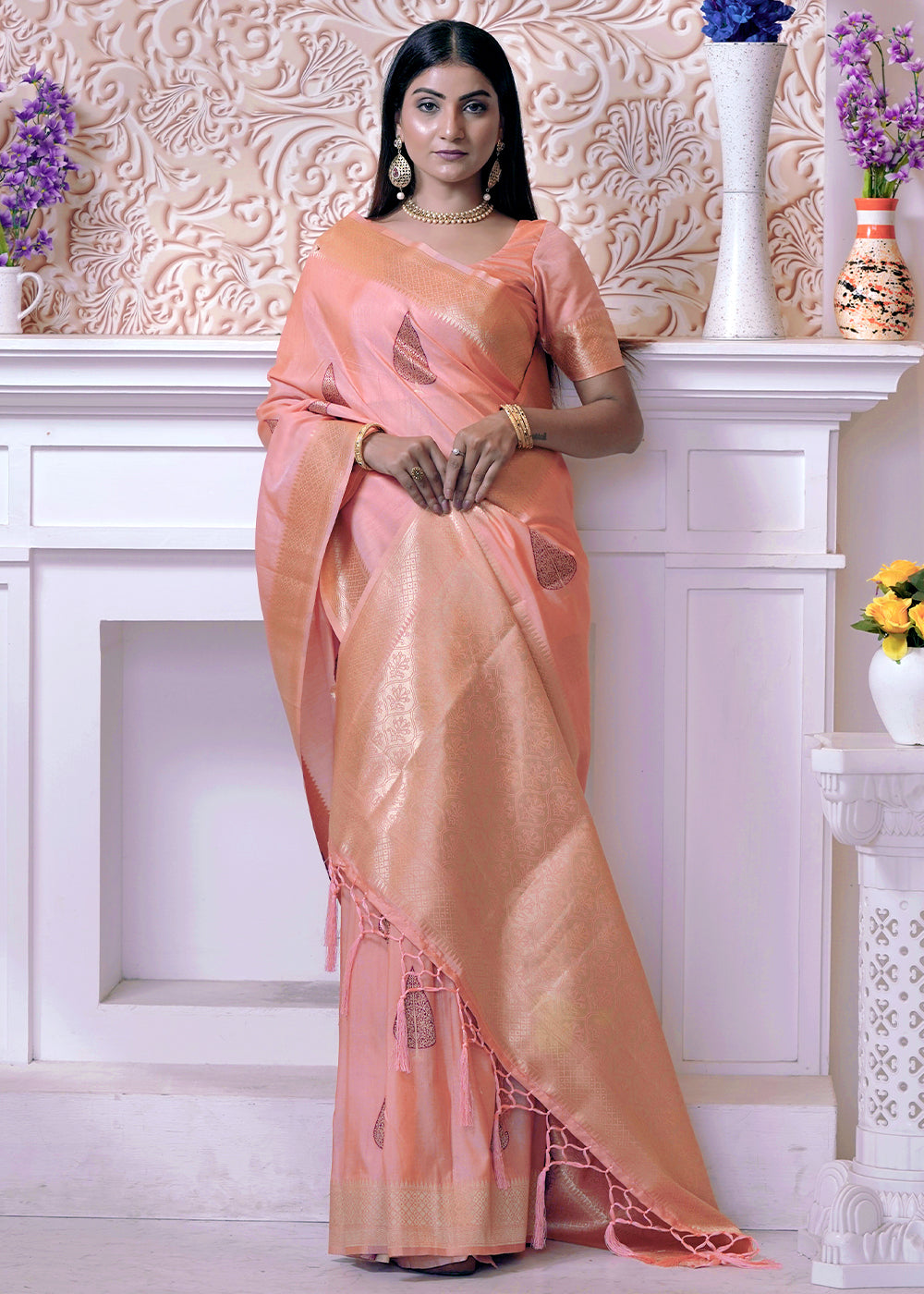 Buy MySilkLove Illusion Pink Banarasi Saree Online