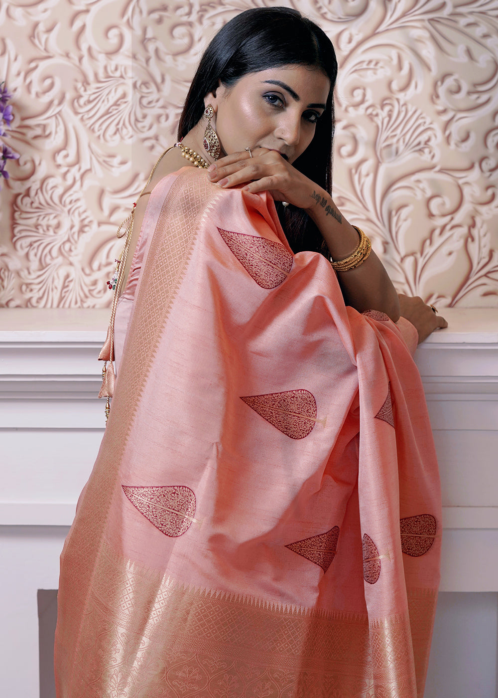 Buy MySilkLove Illusion Pink Banarasi Saree Online