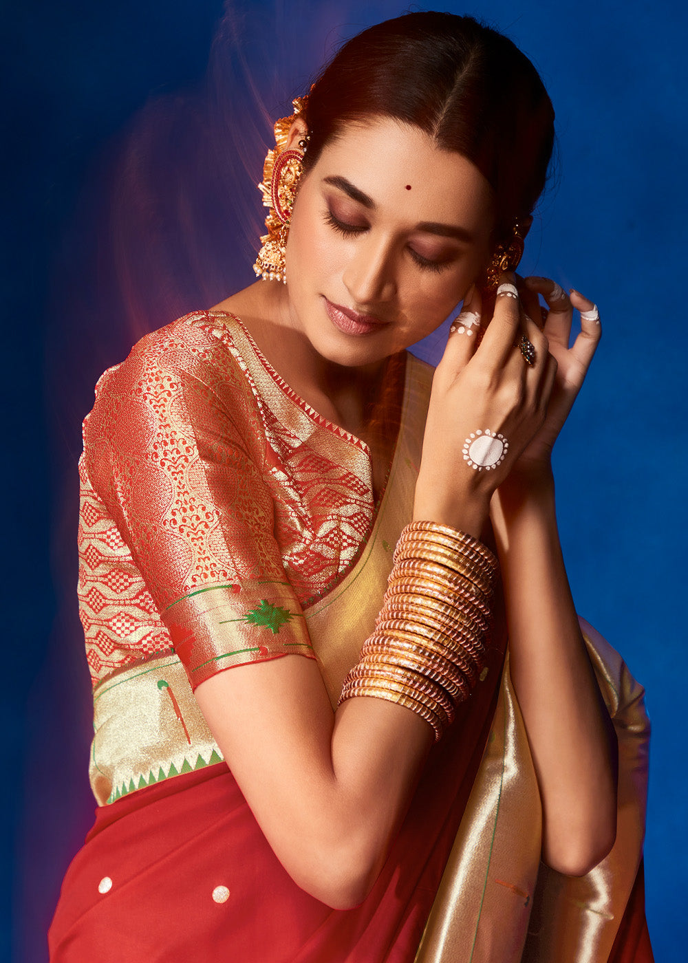 Buy MySilkLove Jelly Bean Red Woven Paithani Silk Saree Online