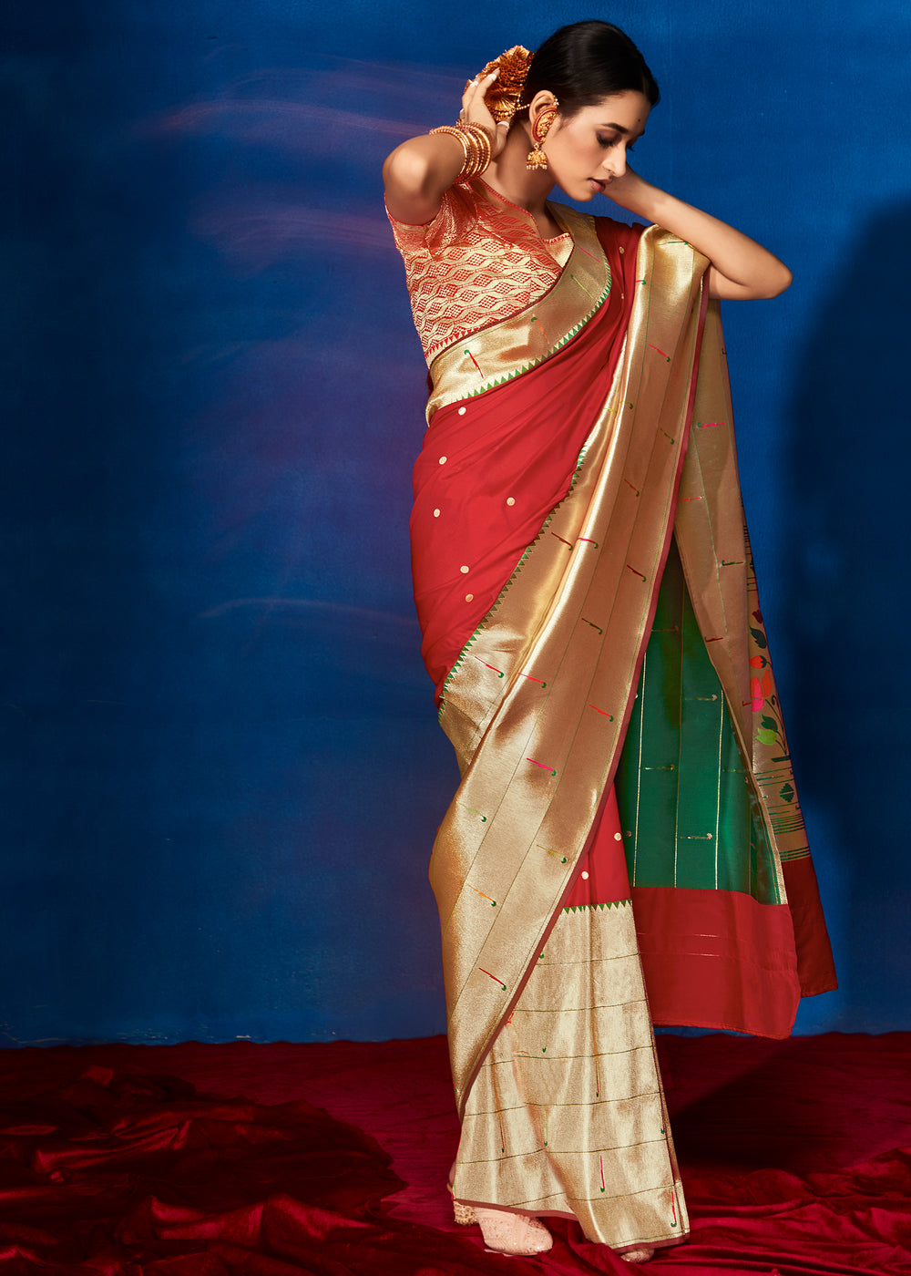 Buy MySilkLove Jelly Bean Red Woven Paithani Silk Saree Online