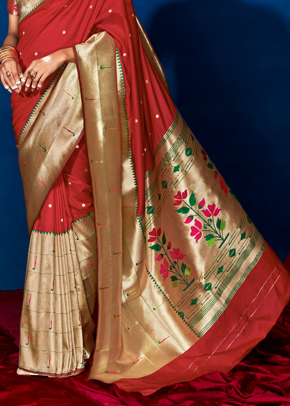 Buy MySilkLove Jelly Bean Red Woven Paithani Silk Saree Online