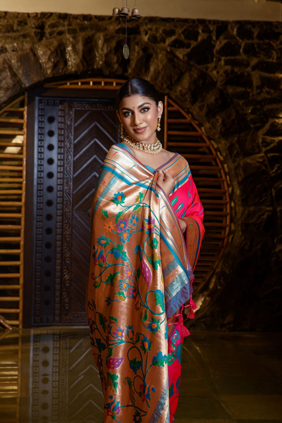 Buy MySilkLove Scarlet Red Banarasi Paithani Silk Saree Online