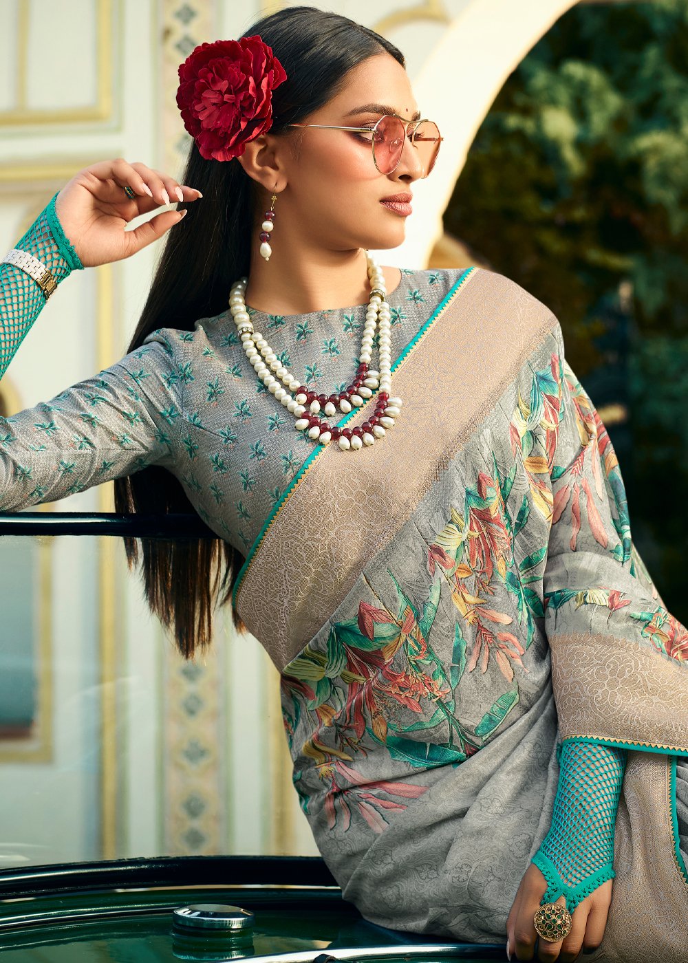 Buy MySilkLove Bitter Grey Handloom woven Saree Online