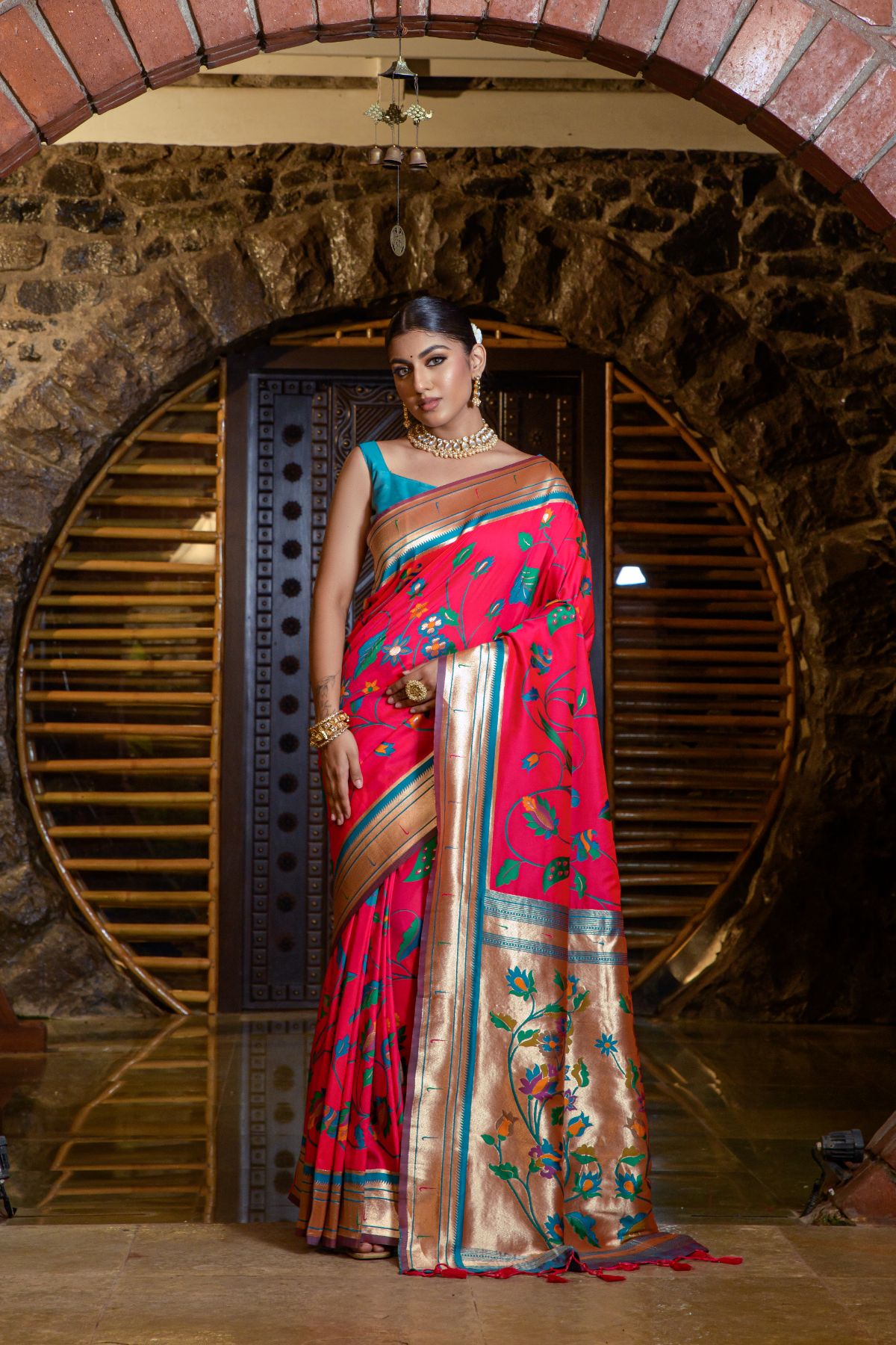 Buy MySilkLove Scarlet Red Banarasi Paithani Silk Saree Online