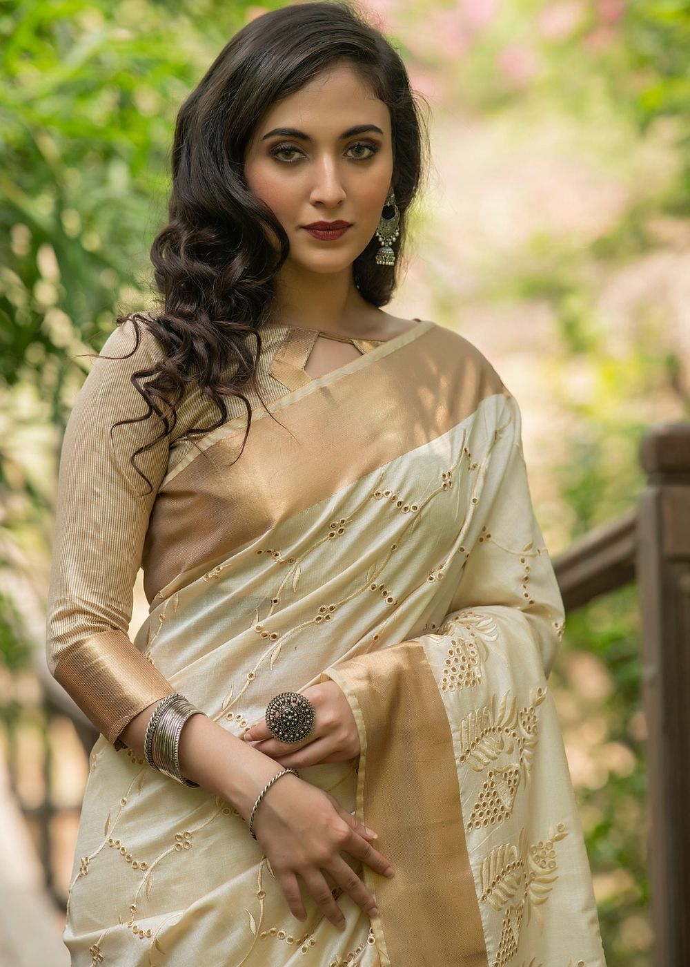 Buy MySilkLove Foggy White Assam Silk Saree Online