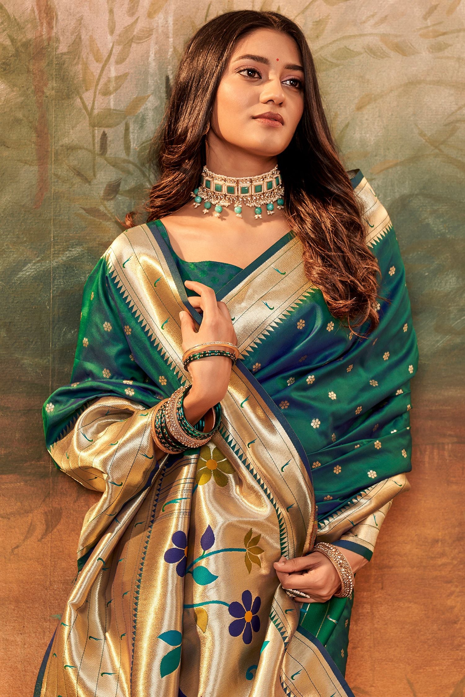 MySilkLove Casal Green Woven Paithani Silk Saree