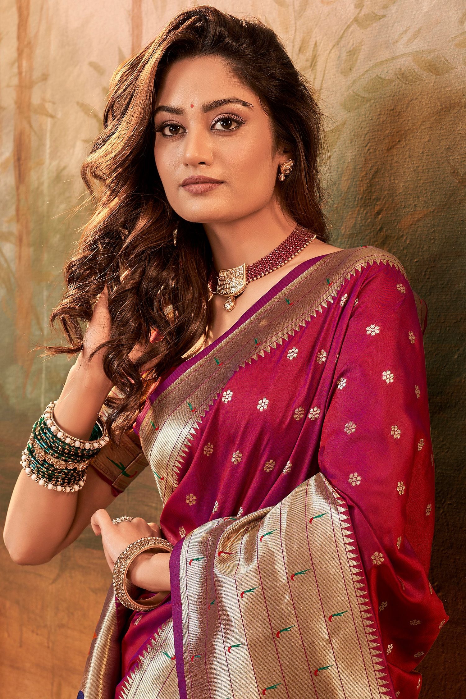 MySilkLove Roman Maroon Woven Paithani Silk Saree