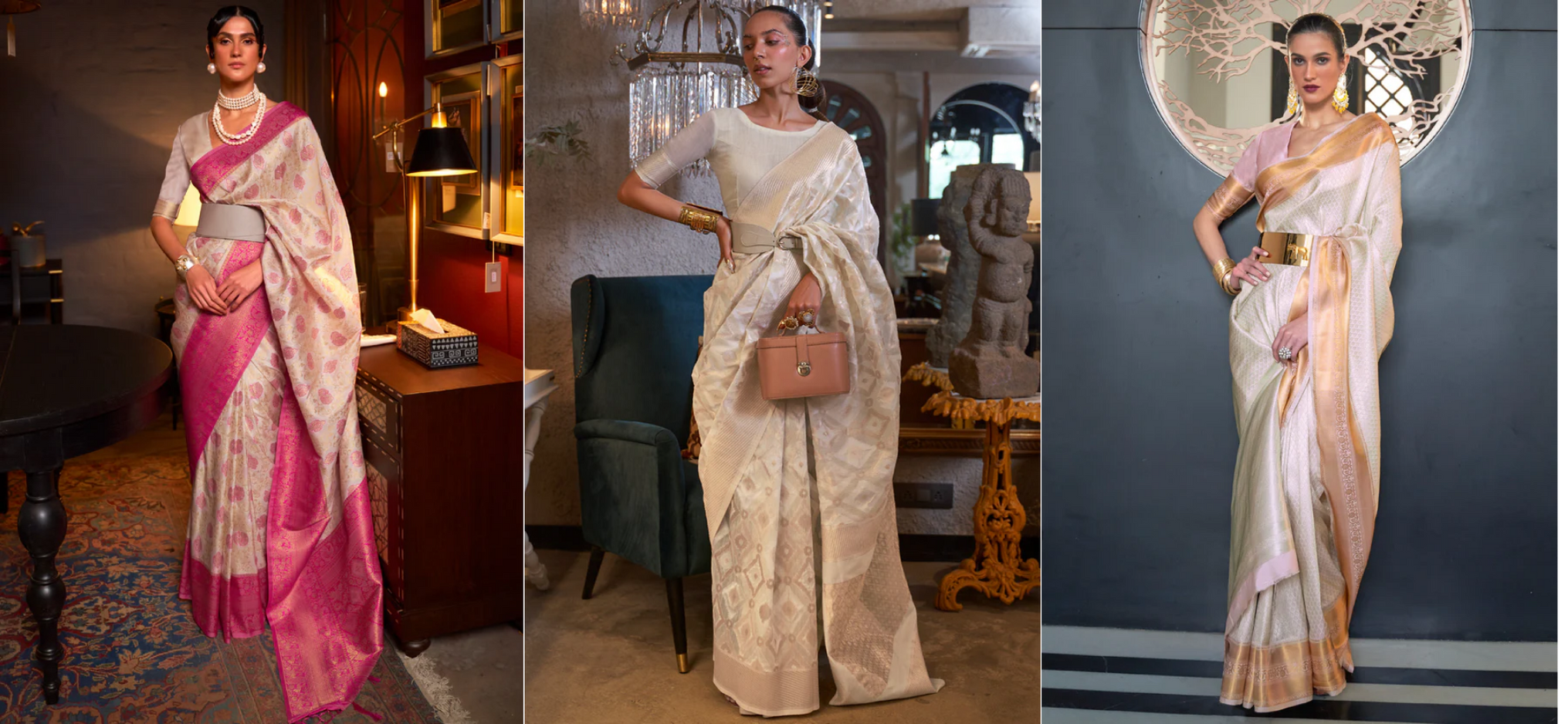 Elevating Style with White Banarasi Sarees Featuring Golden Borders