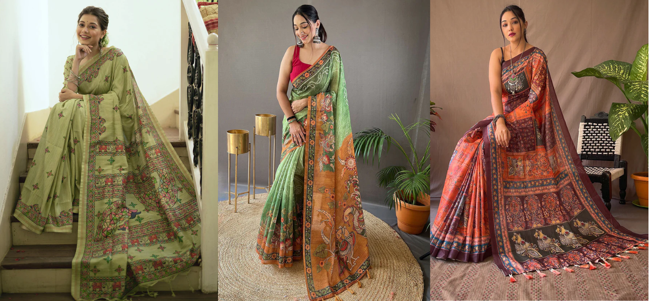 Artistry in Every Weave: Kalamkari Sarees Collection at Mysilklove