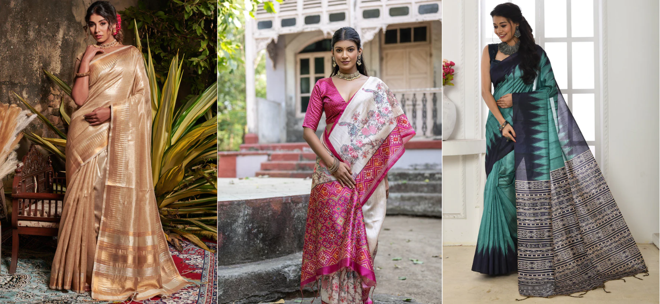 Beauty in Threads: Tussar Cutwork Sarees Collection - MySilkLove