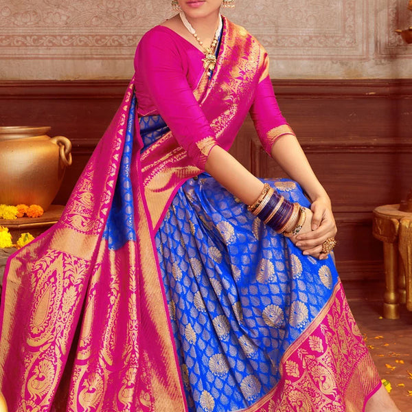 Berry Blue Weaved Lucknowi Chikankari Saree – STORI