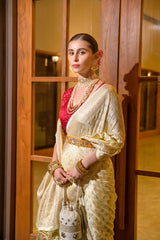 Raffia Golden Zari Woven Banarasi Satin Silk Saree