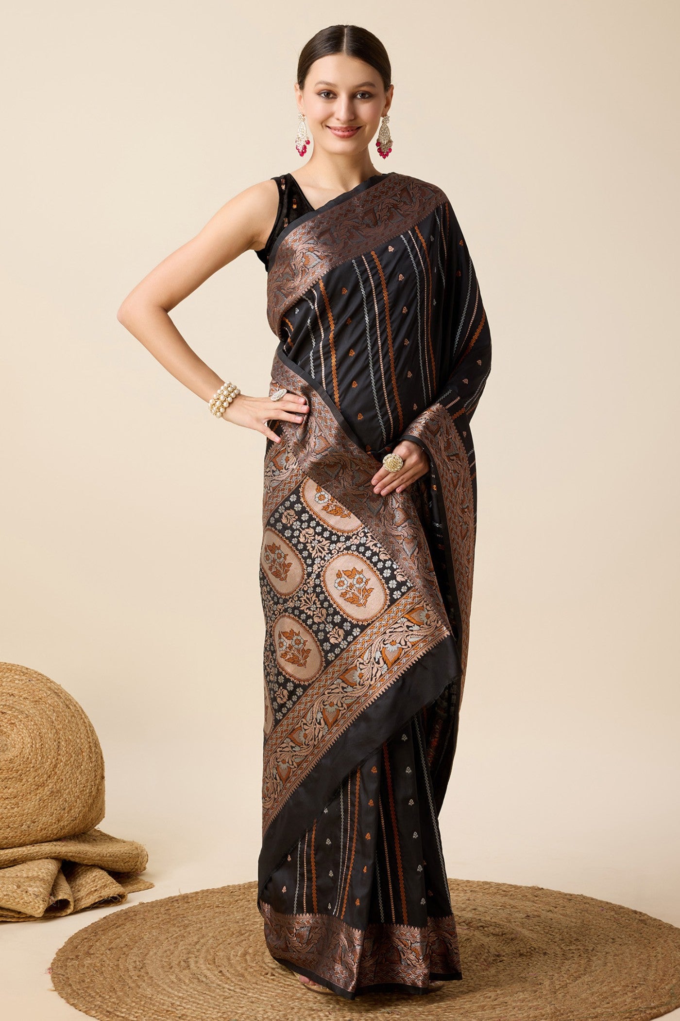 Buy MySilkLove Soot Black Zari Woven Banarasi Saree Online