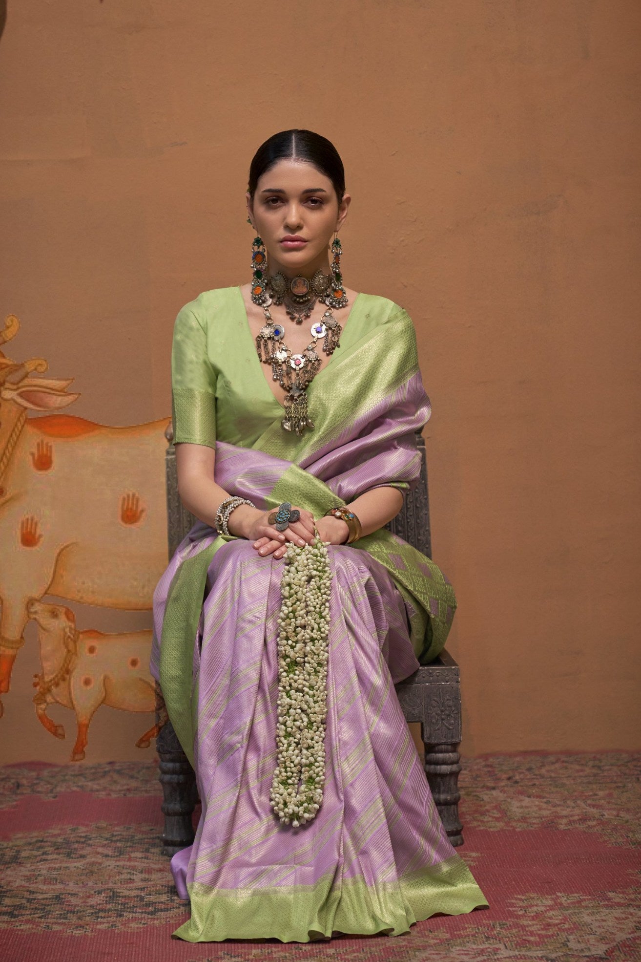 Buy MySilkLove Lilac Purple Banarasi Handloom Saree Online