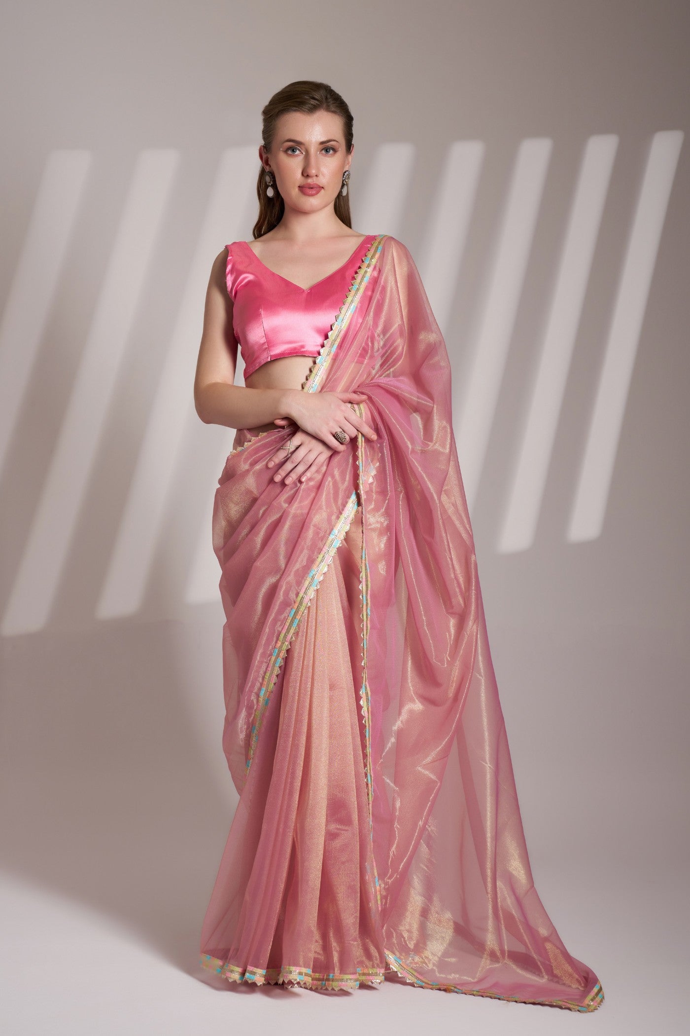 Buy MySilkLove Tulip Pink Partywear Net saree Online