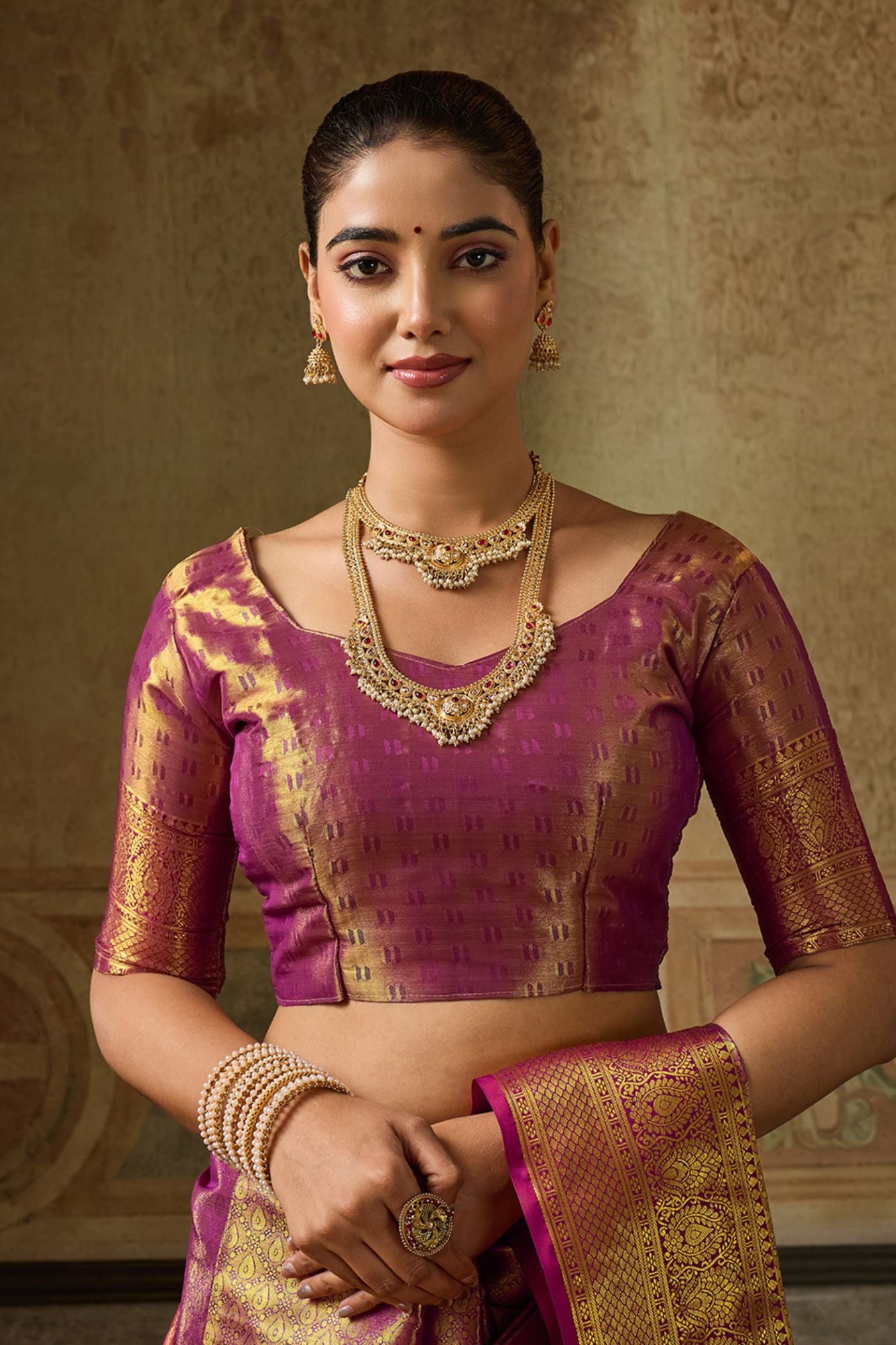 Buy MySilkLove Mulberry Purple Woven Kanjivaram Saree Online