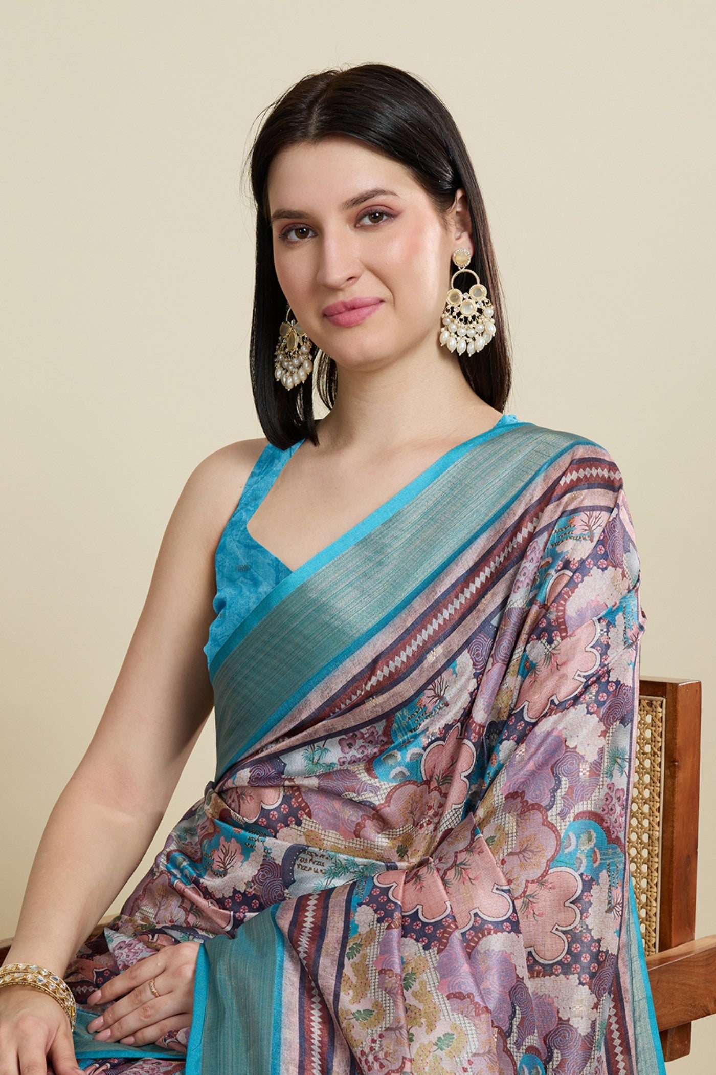 MySilkLove Piction Blue Woven Cotton Saree