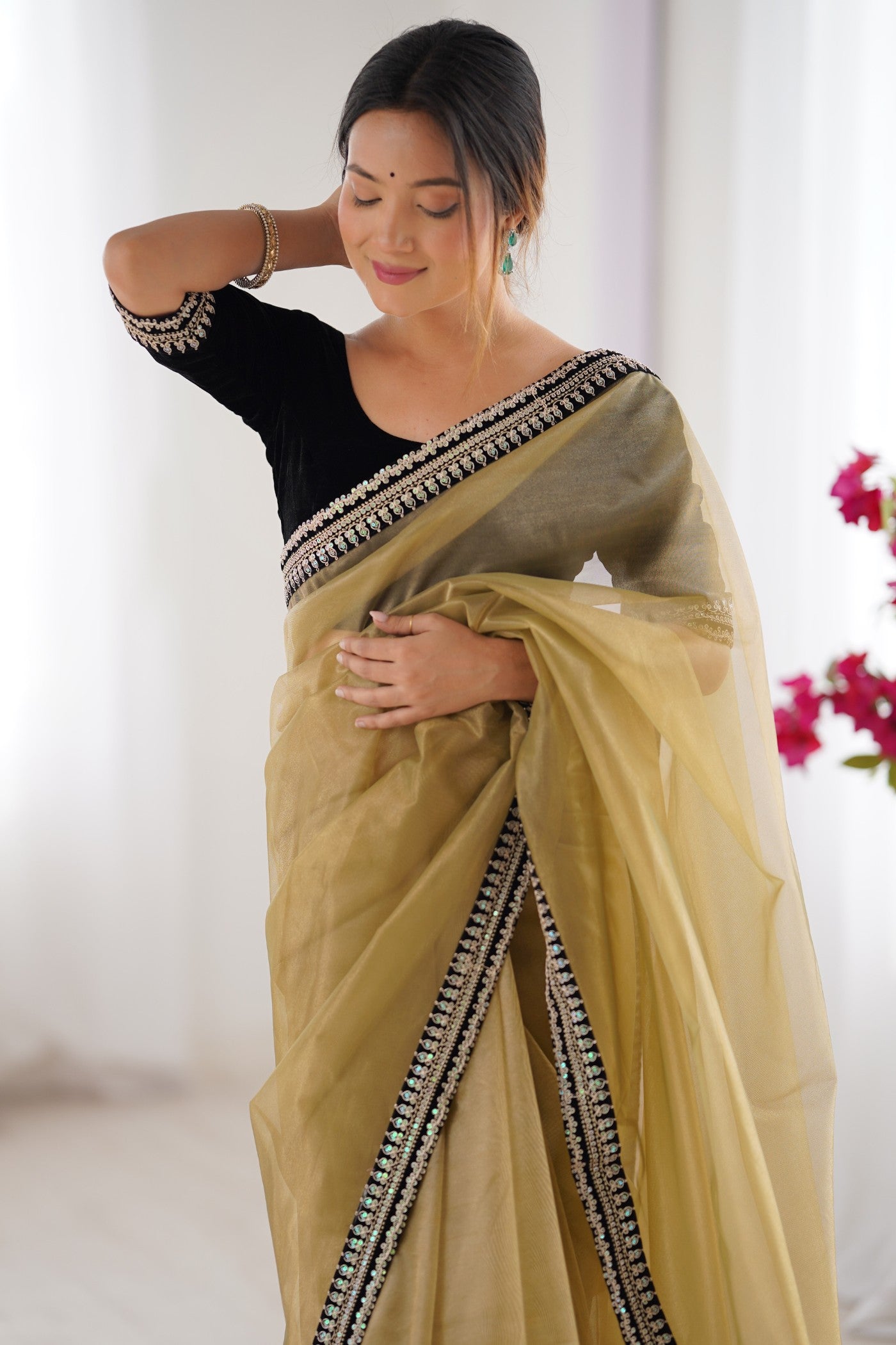 MySilkLove Dijon Yellow Partywear Net Saree