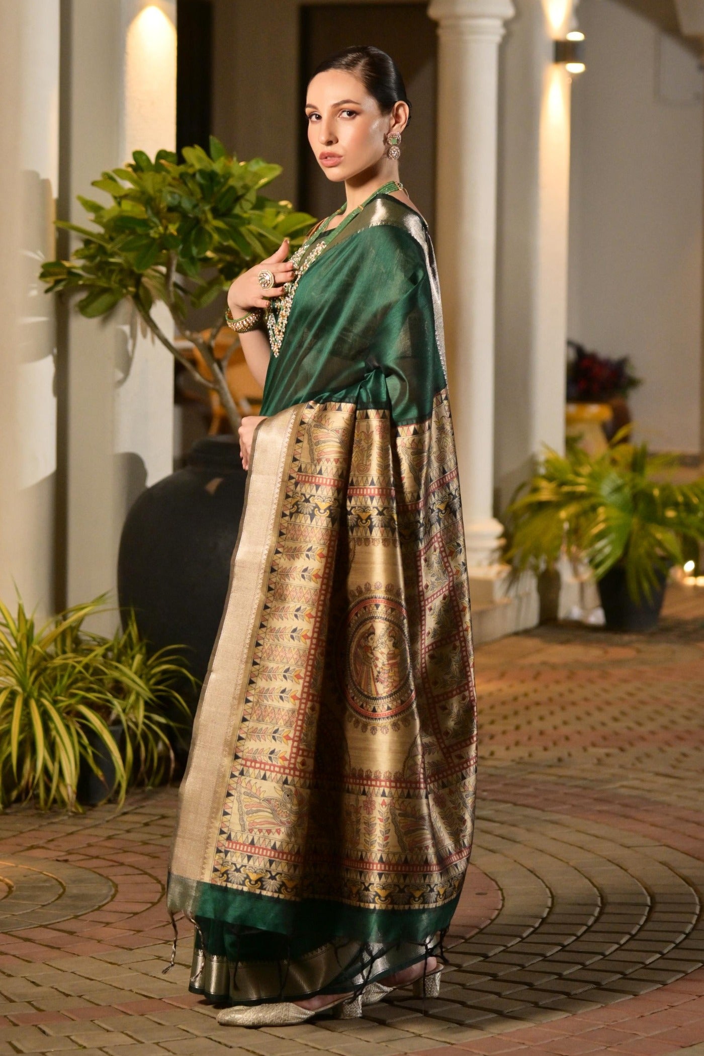 Buy MySilkLove Kelly Green Tussar Silk Saree Online