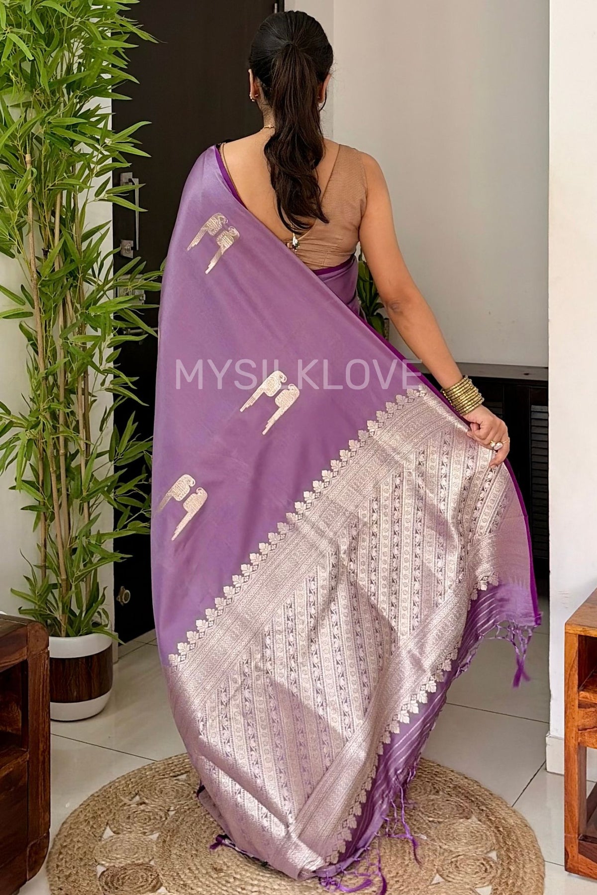 Buy MySilkLove Dusky Purple Handloom Satin Soft Silk Saree Online