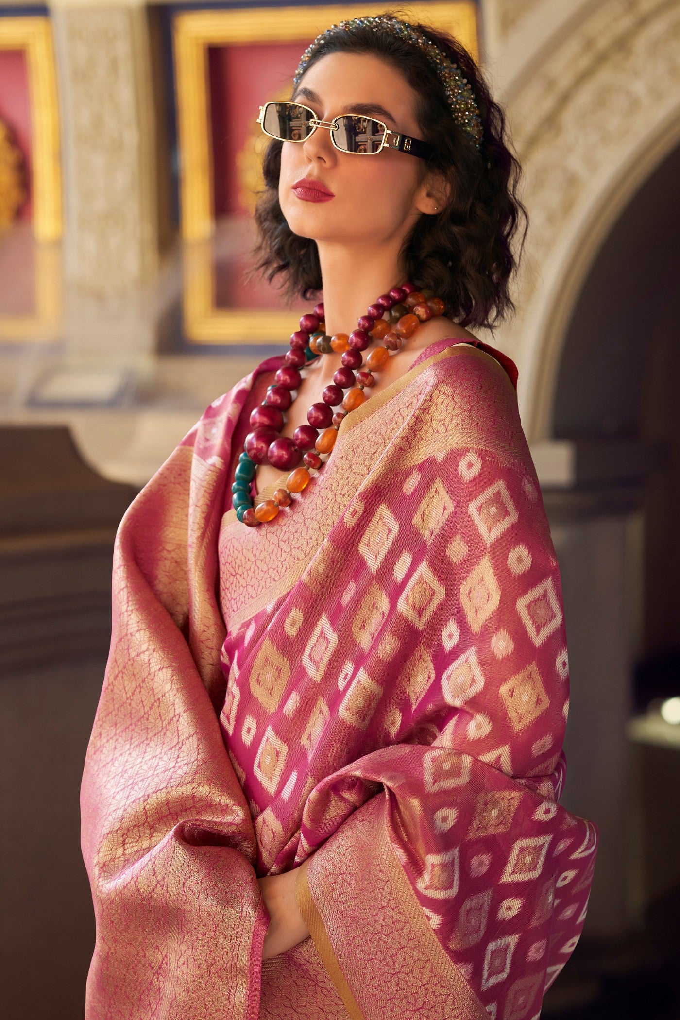 Buy MySilkLove Beauty Pink Tissue Silk Saree Online