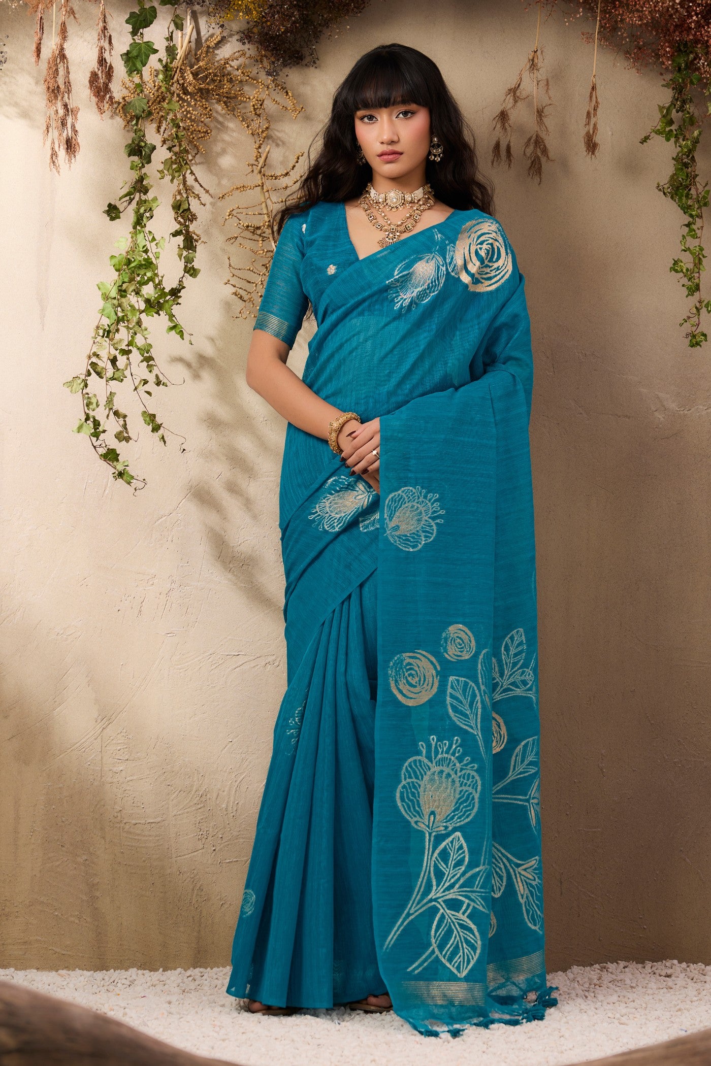 Buy MySilkLove Periwinkle Blue Munga Handloom Cotton Saree Online