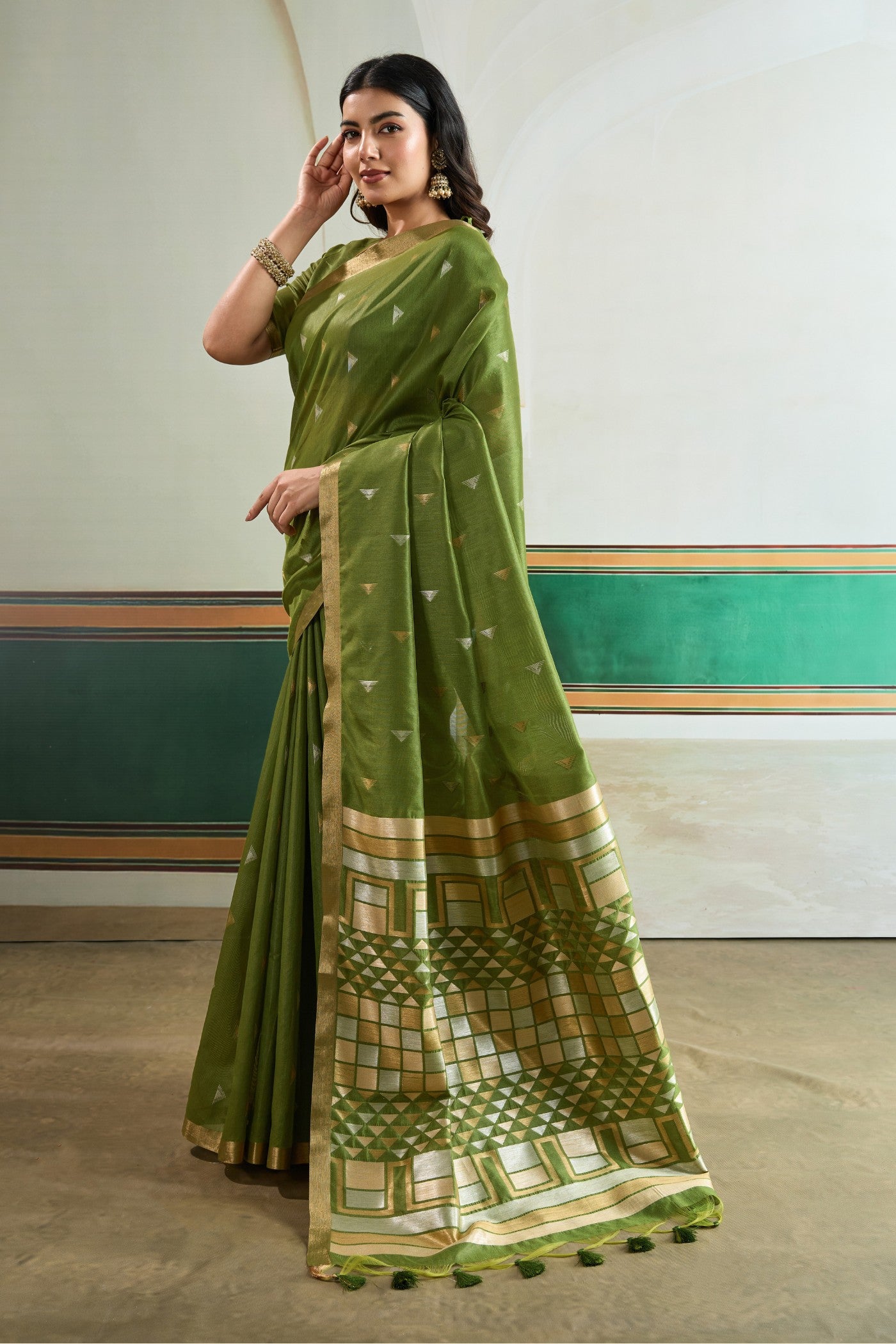 MySilkLove Honeydew Green Tussar Handloom Silk Saree