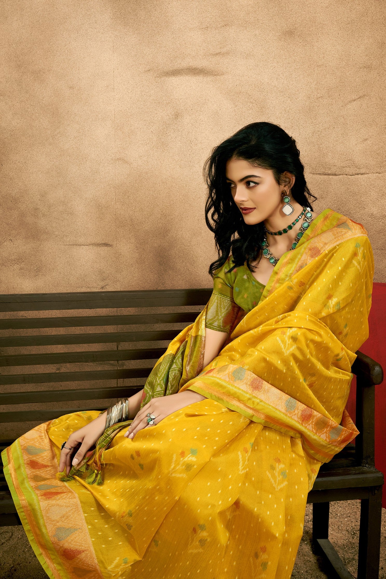 Buy MySilkLove Pirate Yellow Patola Handloom Saree Online