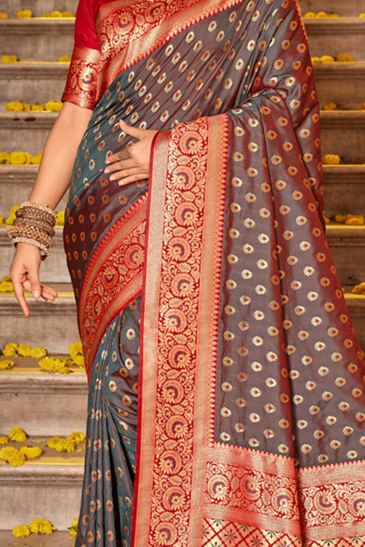 Buy MySilkLove Coco Brown Zari Woven Banarasi Saree Online