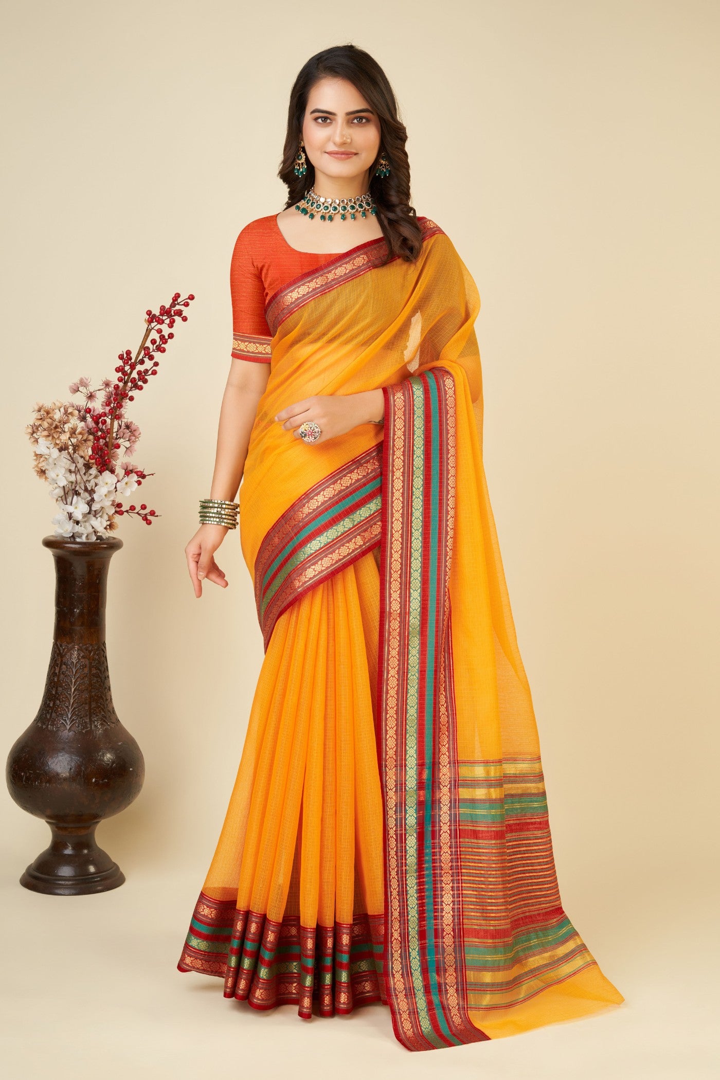 Buy MySilkLove Citrine Yellow Woven Manipuri Silk Saree Online
