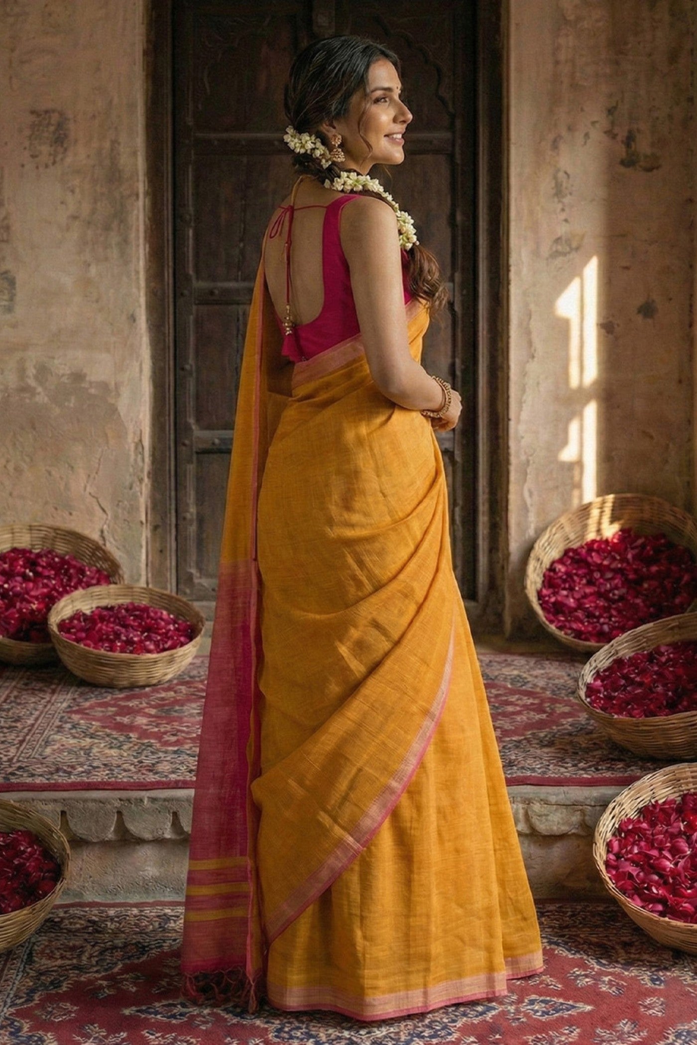 MySilkLove Mustard Yellow Cotton Silk Saree
