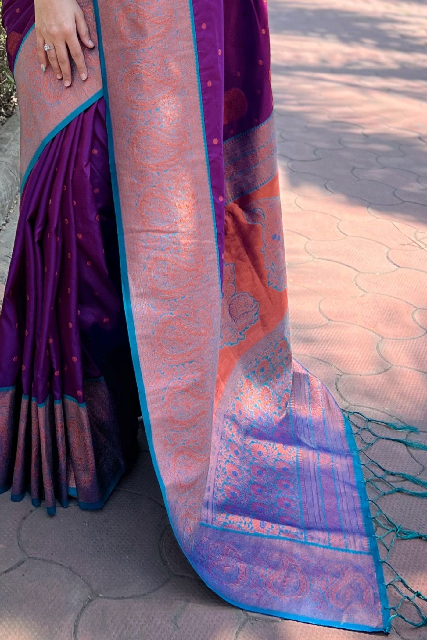 Buy MySilkLove Seance Purple Zari Woven Banarasi Saree Online