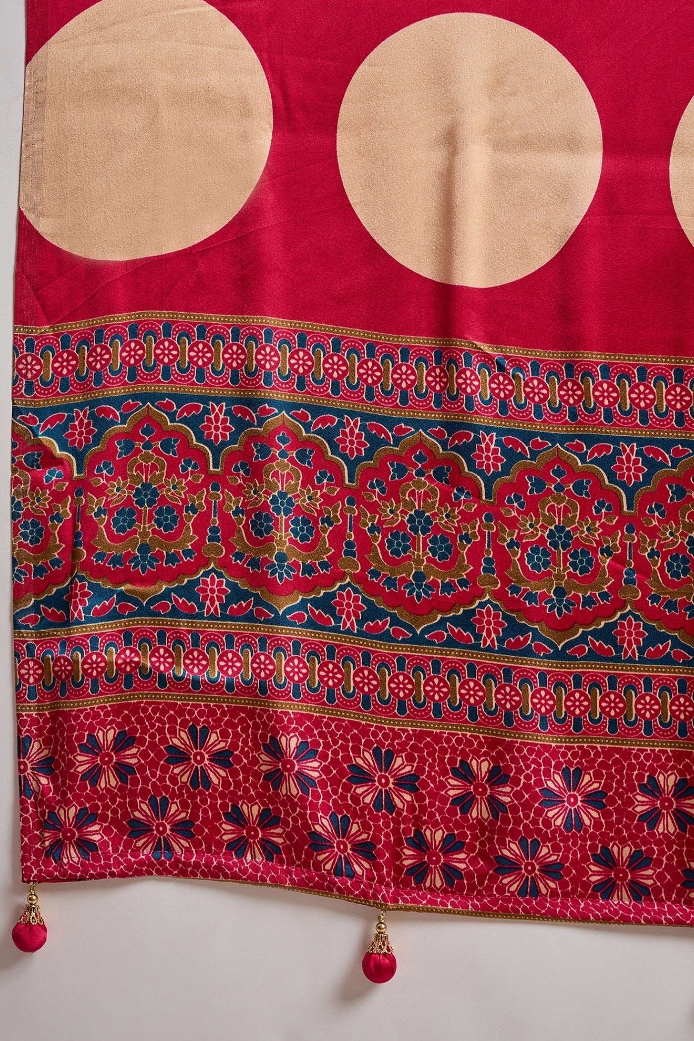 Buy MySilkLove Tuft Blue Stripe Ajrakh Printed Satin Gaji Silk Saree Online