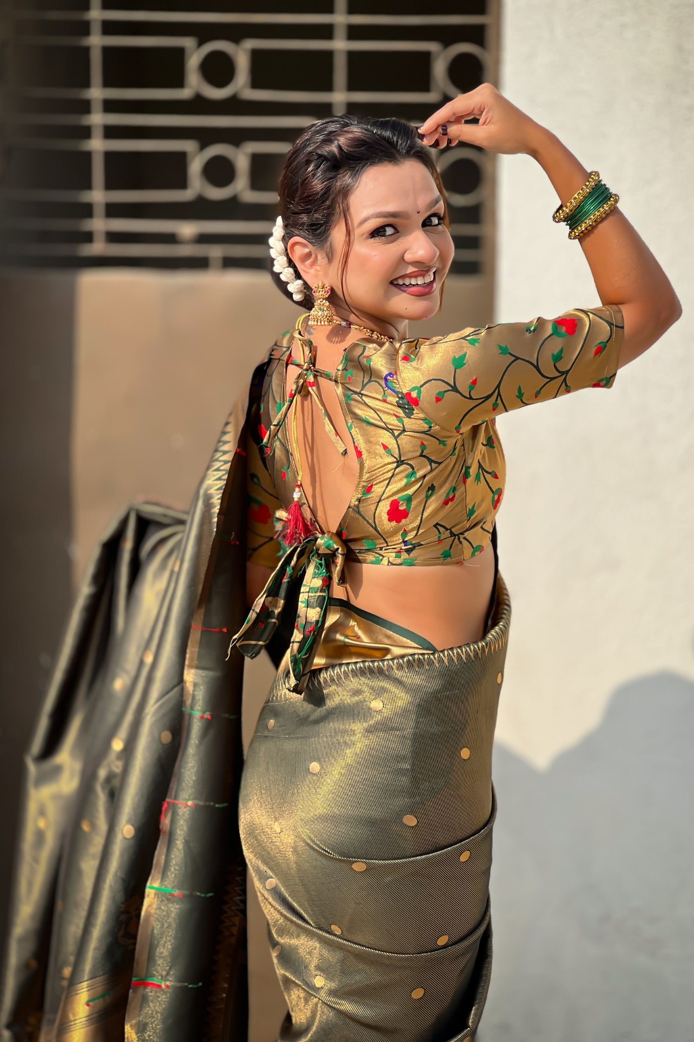 Buy MySilkLove Chartreuse Green Woven Tissue Paithani Saree Online