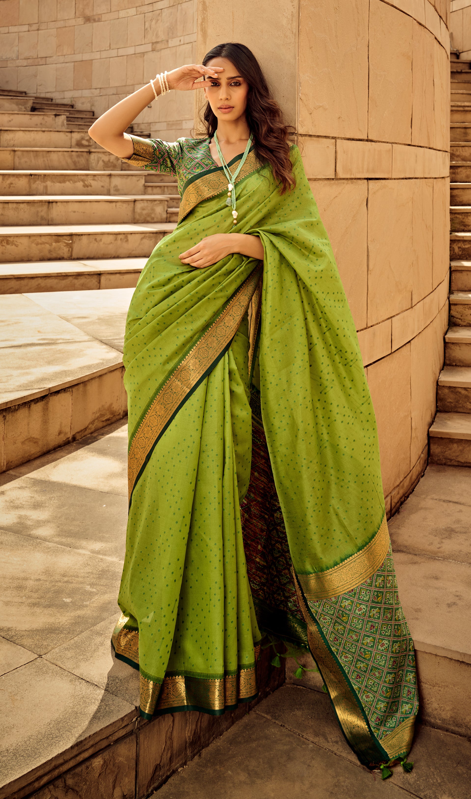 Buy MySilkLove Citron Green Woven Banarasi Handloom Silk Saree Online