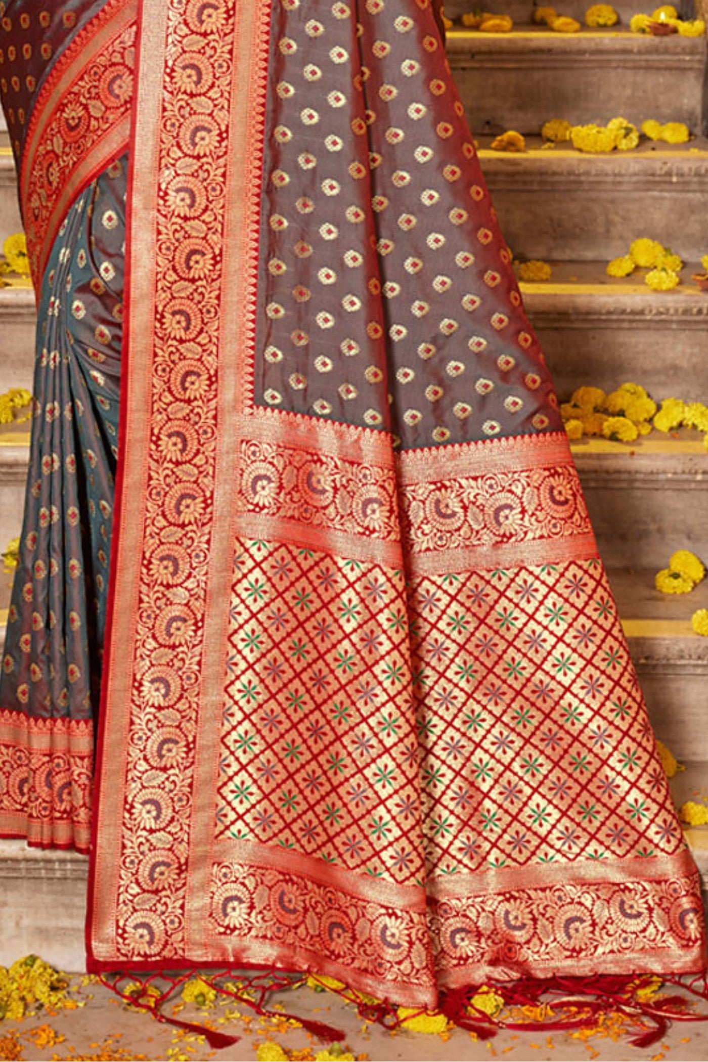 Buy MySilkLove Coco Brown Zari Woven Banarasi Saree Online