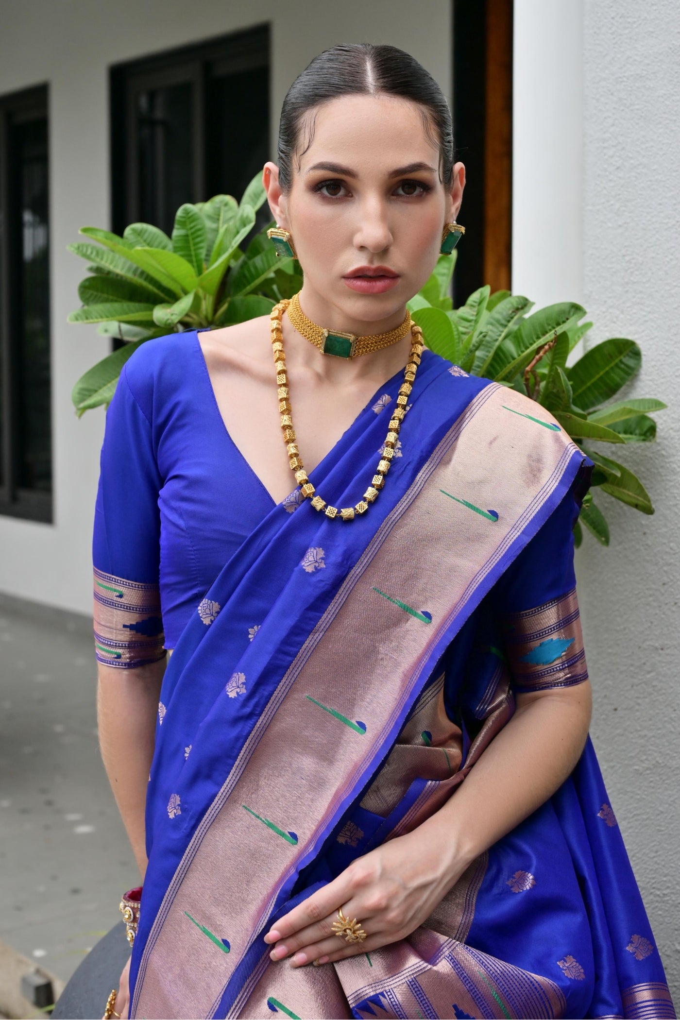 MySilkLove Royal Blue Woven Paithani Saree