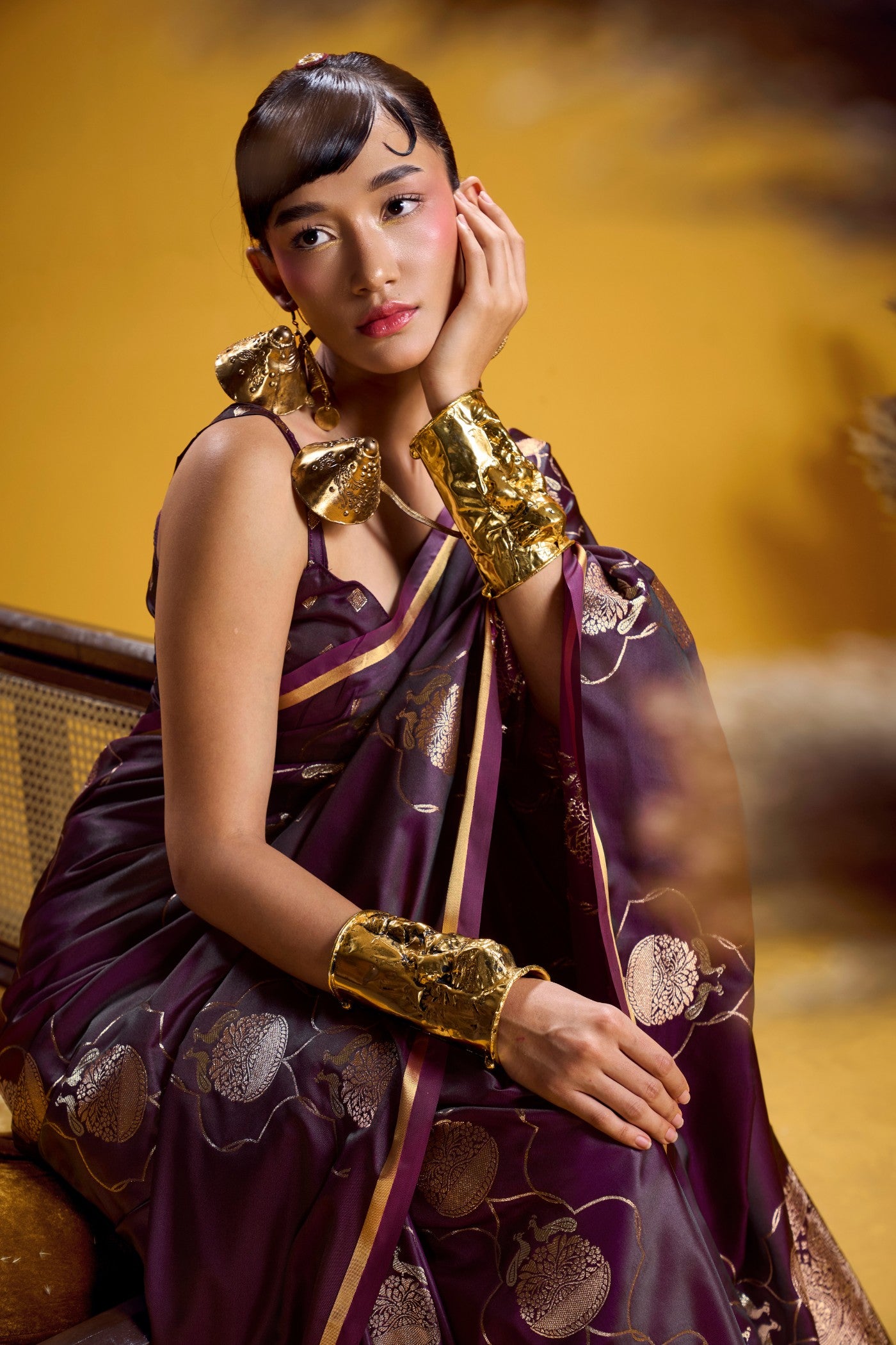 Buy MySilkLove Liseran Purple Handloom Satin Silk Saree Online