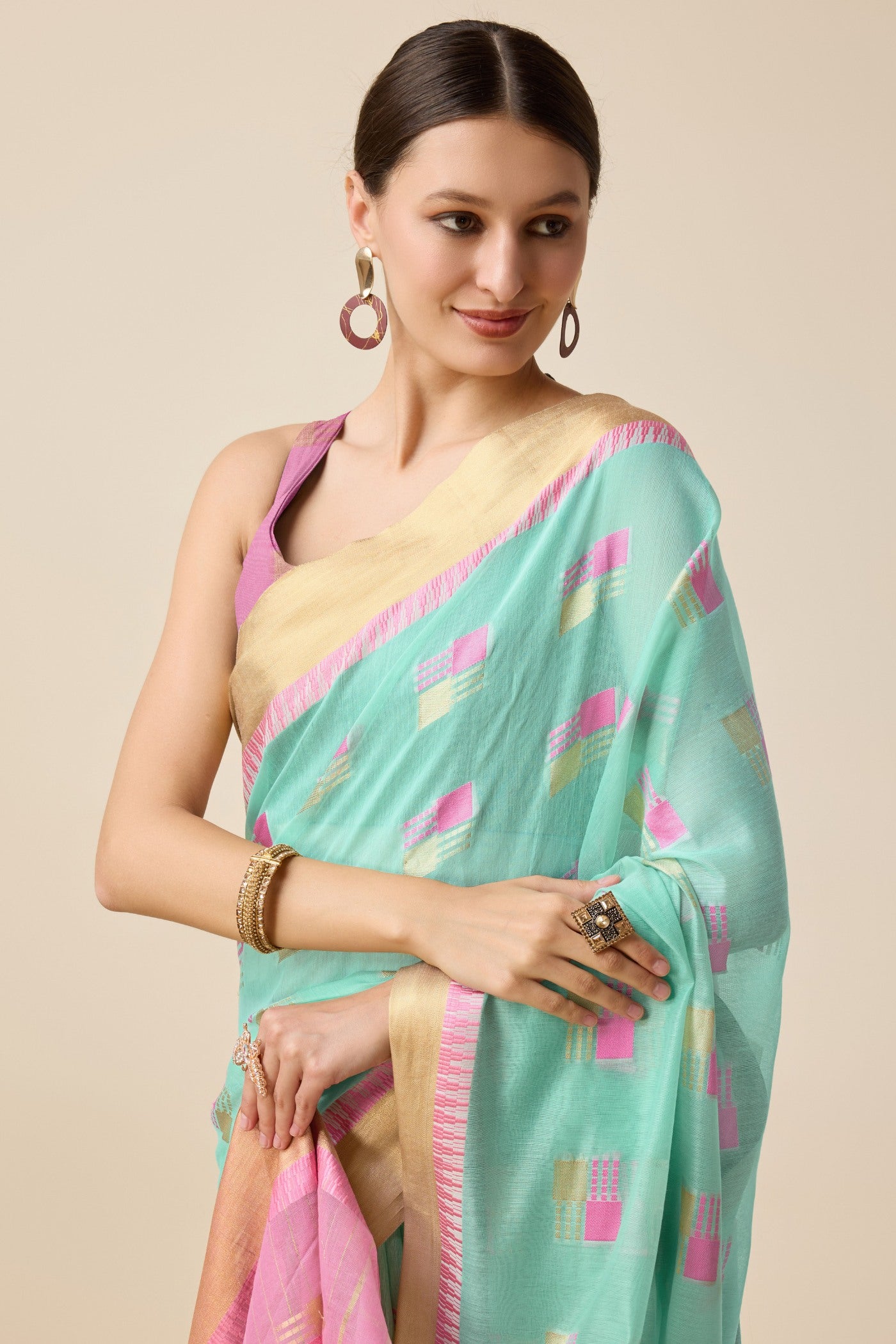 Buy MySilkLove Petwer Blue Cotton Soft Silk Saree Online
