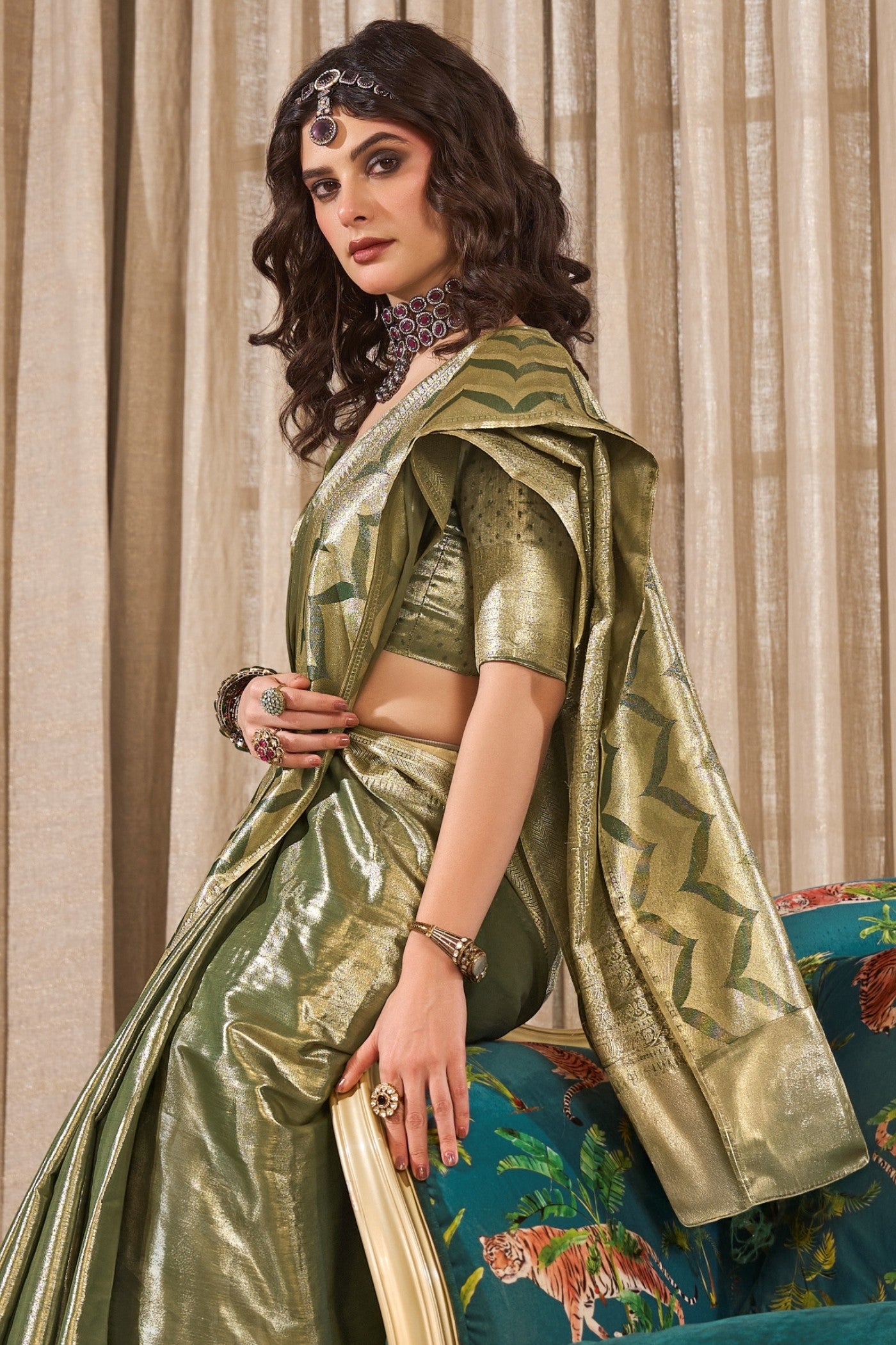 Buy MySilkLove Celadon Green Handloom Tissue Saree Online