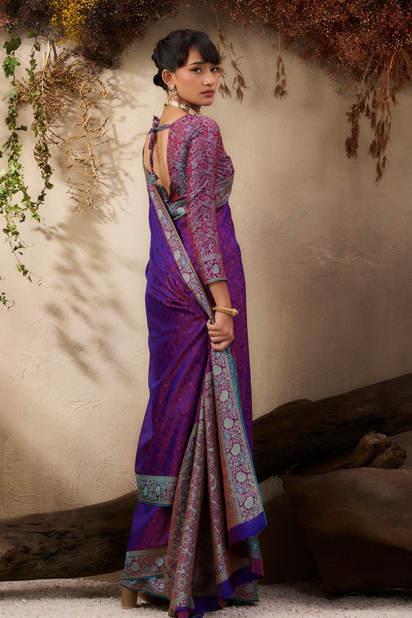 Buy MySilkLove Boysenberry Purple Woven Kanjivaram Saree Online